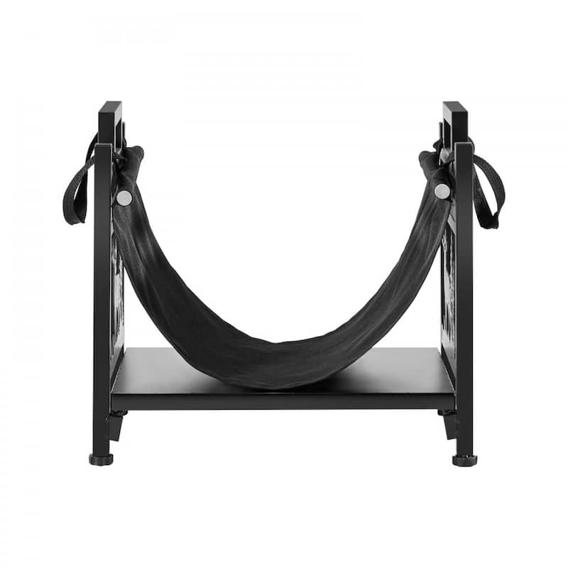 Black Portable Firewood Rack with Removable Canvas Carrier 1.5 ft Heavy-Duty Steel Construction - 17.72”L x 12.40”W x 16.34”H