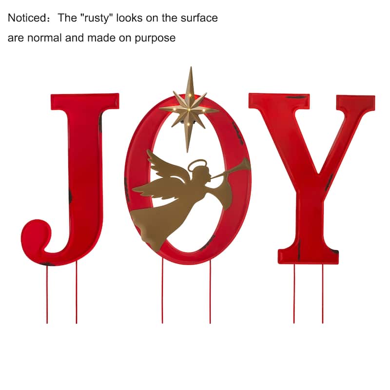Glitzhome Christmas Metal JOY HOPE Sign Snowmen Yard Stake Wall Sign Standing Decor