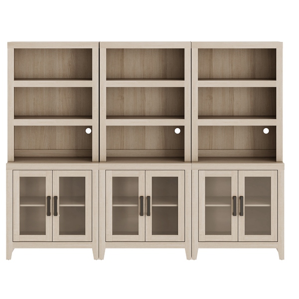 WAMPAT 3 Tier Bookshelf with Glass Door, 74