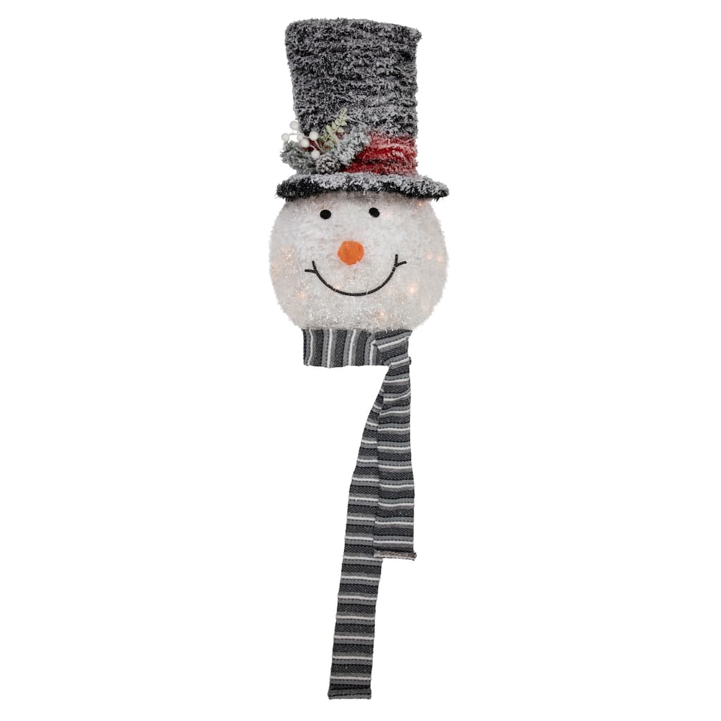 25" Lighted Snowman with Black Frosted Top Hat Christmas Tree Topper - 25