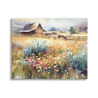 Stupell Horse in Farmhouse Meadow Canvas Wall Art Design by Ramona ...