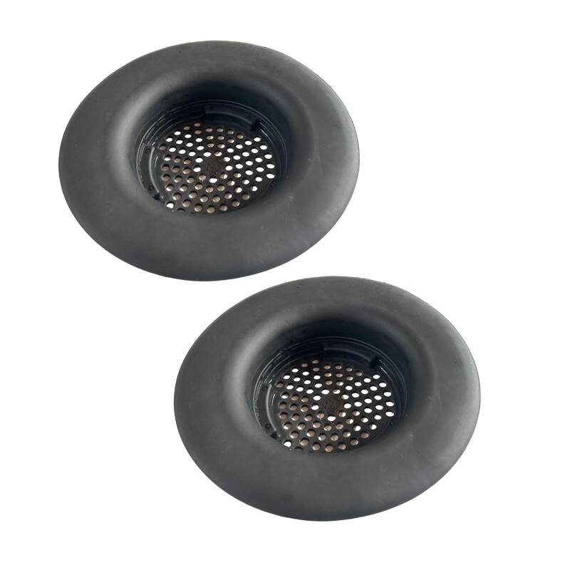 Flex Strainer Sink Strainer Replacement Basket Fits Most 3.5" Drains & Disposals - Black - 2PK