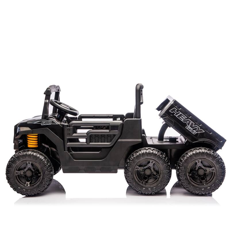 Black Kids Ride-On Truck with Remote Control, Children's Electric Dump Truck Electric Car with LED Lights