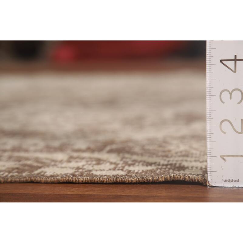 Distressed Anatolian Turkish Vintage Rug Handmade Beige Wool Carpet - 6'6" x 9'8"