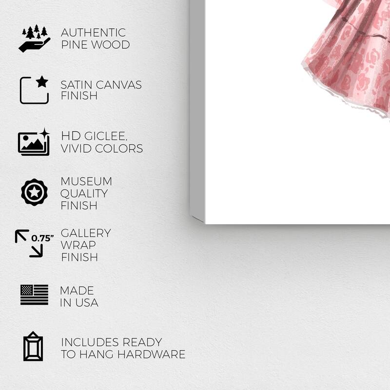 Wynwood Studio Canvas Fashion and Glam Petite Floral Dress Pink and Rose Pink Traditional Wall Art Canvas Print