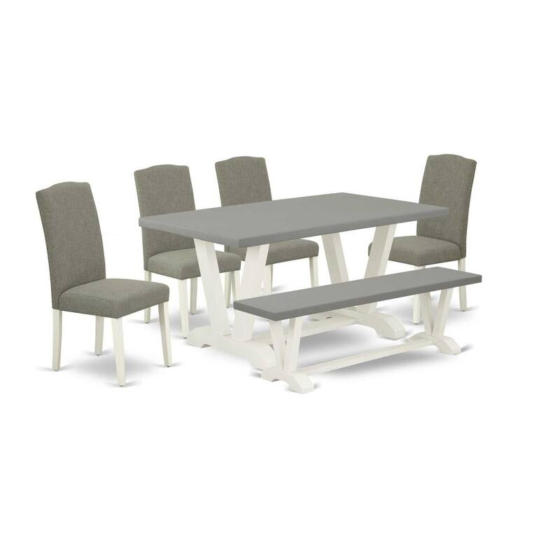 6-Piece Rectangle Natural Oak Finish Solid Wood Top Dining Table with 1-Bench, 4-Chairs with