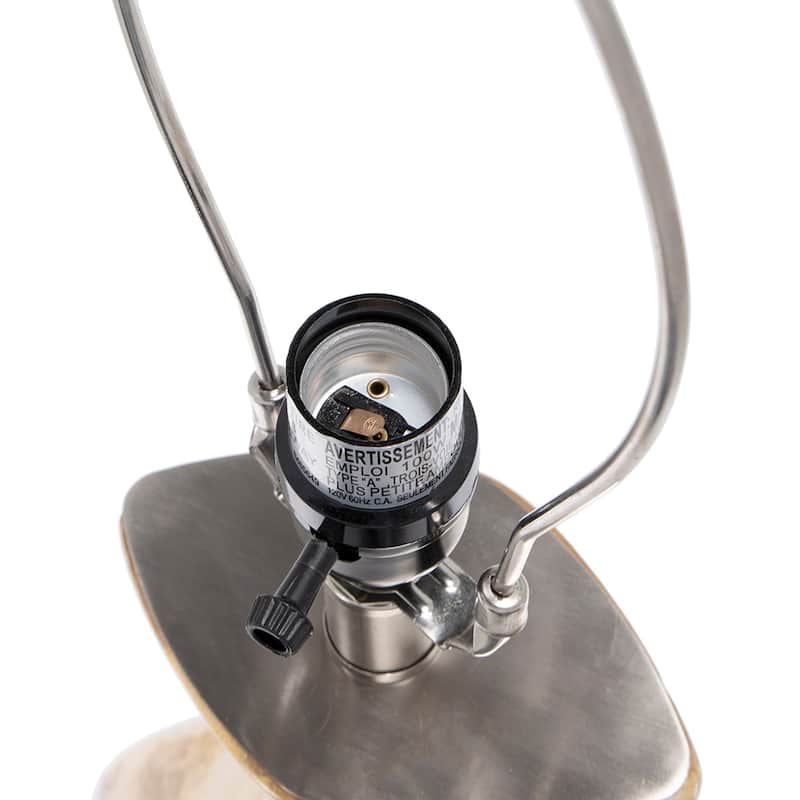 Anmytek Mid Century Modern Table Lamp Textured Ceramic Base Fabric Shade Boho Chic Bedroom Living Room Office Warm Lighting