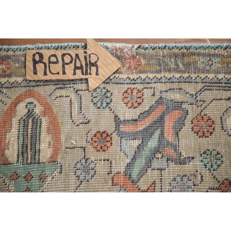 Hand Knotted Oriental 100% Wool Carpet Traditional Medallion Beige & Ivories Tabriz Area Rug - 10' 6'' X 7' 11''