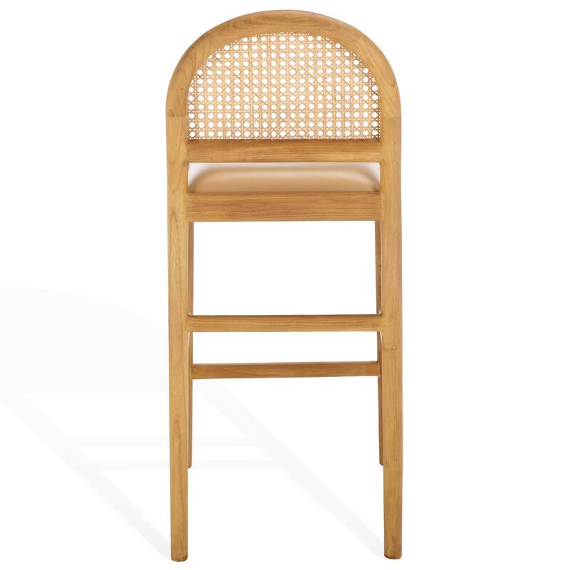 SAFAVIEH Couture Laylie Rattan And Leather 26-inch Counter Stool - 16"W x 20"D x 37"H