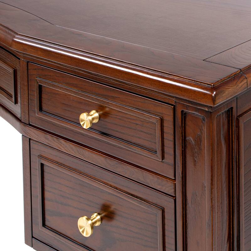 Dauphin 55" Solid Wood 5-Drawer Gold Accent Executive Desk