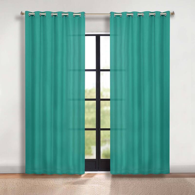 Superior Solid Machine Washable Room Darkening Grommet Blackout Curtains, Set of 2
