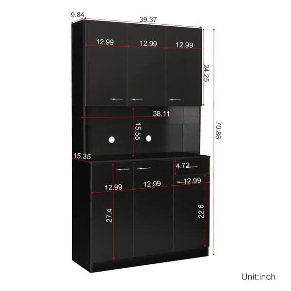 dimension image slide 0 of 8, 6-Doors Wardrobe Armoires / Kitchen Cabinet with Shelves & Drawer