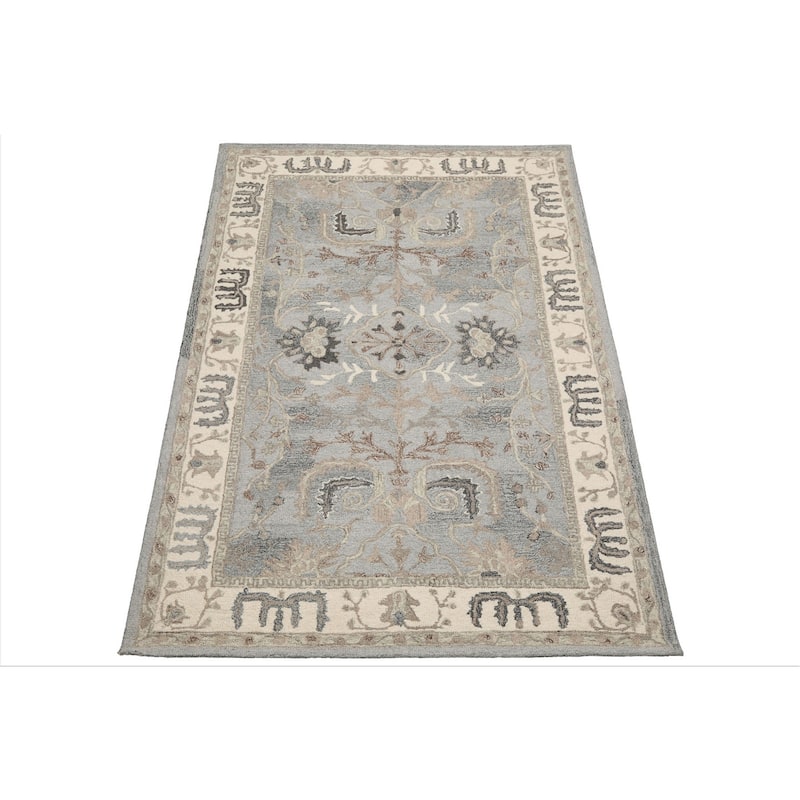 5'x8' Slate Arts & Crafts Wool Area Rug Handcrafted Transitional