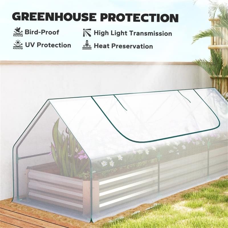 PE Steel Mini Greenhouse with Raised Planter Bed