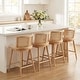 preview thumbnail 3 of 29, Christopher Knight Home - Talia Scandinavian Upholstered Wooden Counter Stool Set - Bar Chairs with Rattan Backrest Set of 4 - Natural Wood Finish+Beige