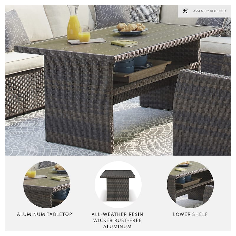 Signature Design by Ashley Easy Isle Dark Outdoor Brown Rectangular Table - 58.75" W x 33.5" D x 27.75" H