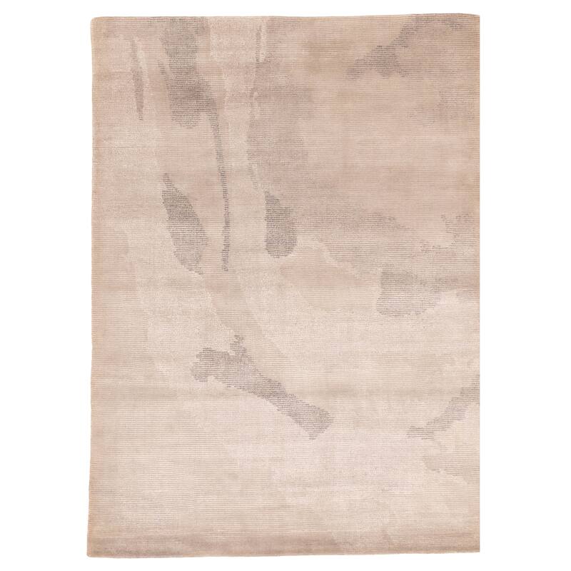 ECARPETGALLERY Hand Loomed Loreto Taupe Viscose, Wool Rug - 5'4 x 7'5