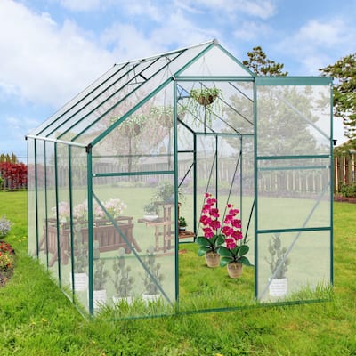 74.80 in. W x 122.44 in. D x 76.77 in. H Outdoor Walk-in Aluminium Green Hobby Greenhouse