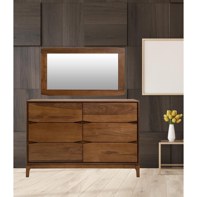 Carson Carrington Ilen Mid Century 6 Drawer Dresser 6 Drawer Walnut