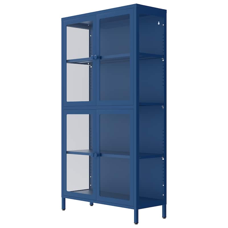 Four Glass Door Storage Cabinet with Adjustable Shelves