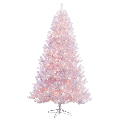 Pre-Lit Pink Northern Fir Artificial Christmas Tree - 6.5' - Clear Lights - 6.5 Foot