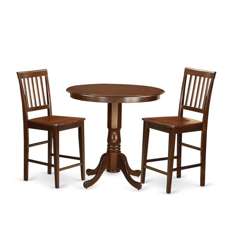 HomeStock 3-Pc Mahogany Finish Solid Wood Top - Dining Room Set - Seats 4