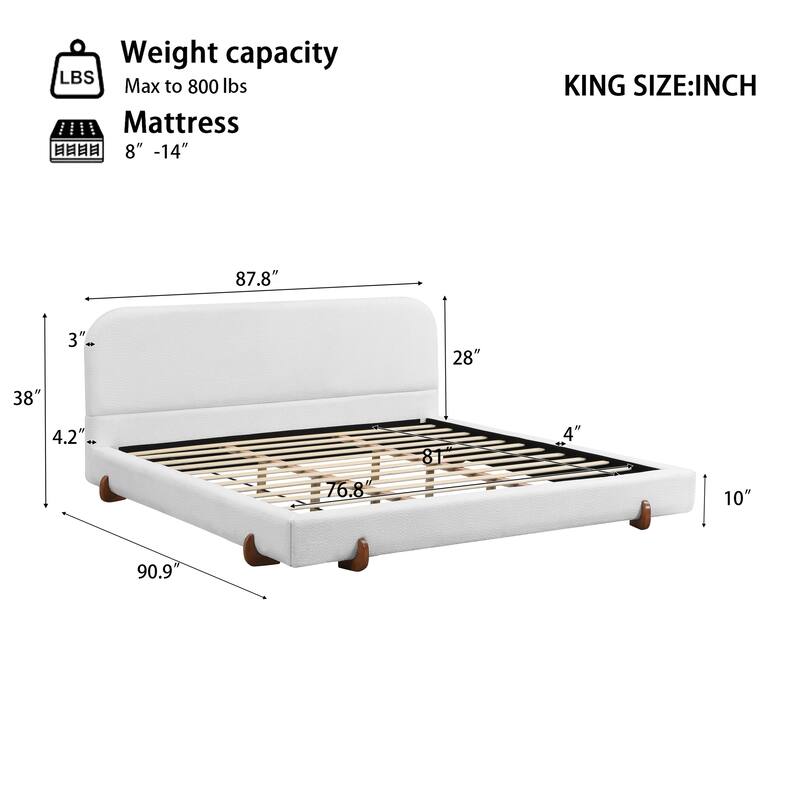 Christopher Knight Home - Verona Unique Design Modern Upholstered Bed Frame with Wood Legs and Headboard