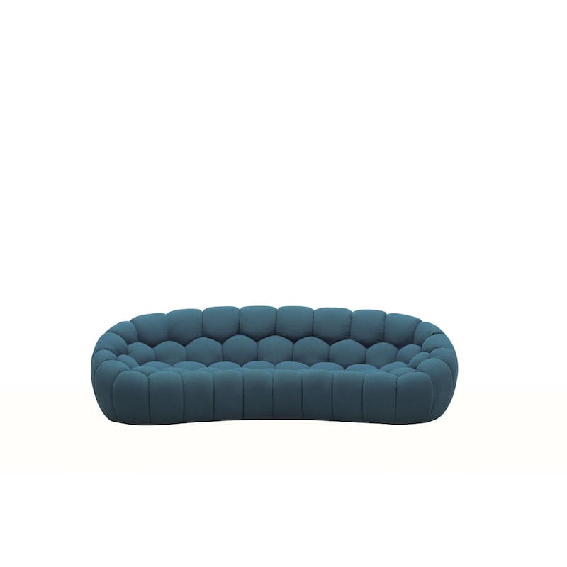 Divani Casa Yolonda Modern Curved Dark Teal Fabric Sofa