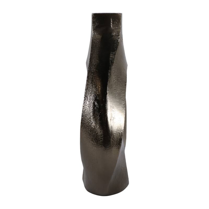 Artistic Metal Swirl Vase with Cut Out Center - Sculptural Flower Vase