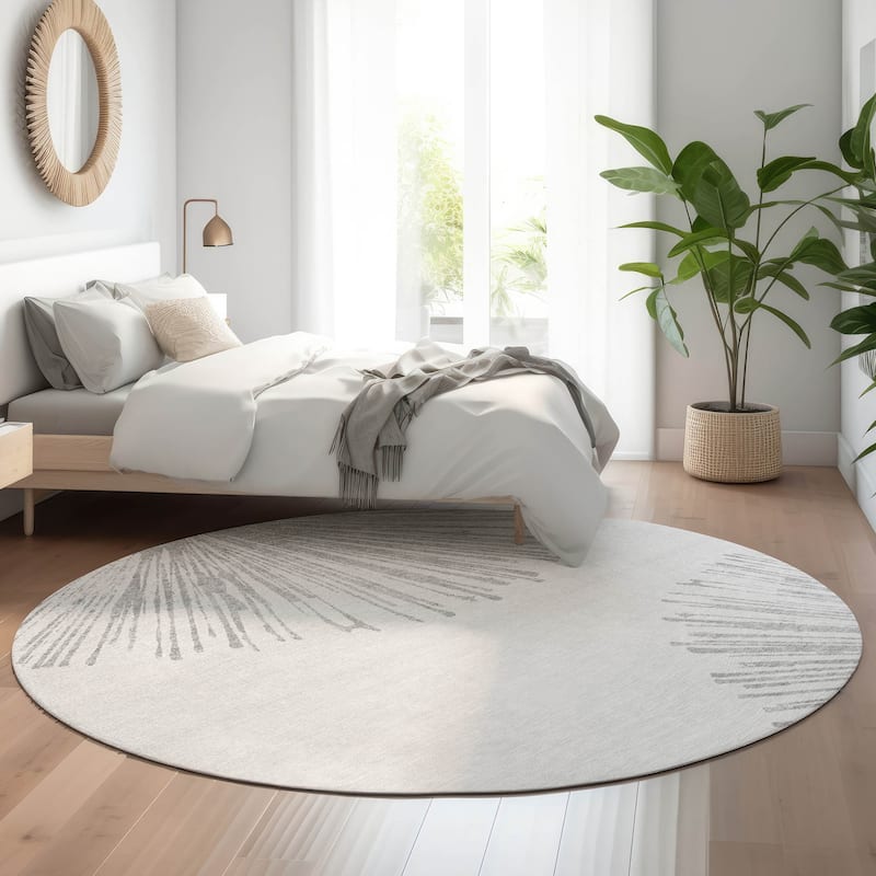 Premium Washable Super Soft Abstract Blast Mayfield Rug - Gray - 8' x 8' - Round