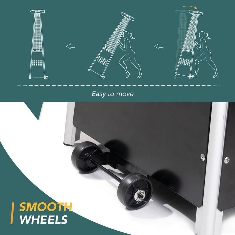 Pamapic 42,000 BTU Outdoor Pyramid Flame Patio Heater with Cover, Wheels