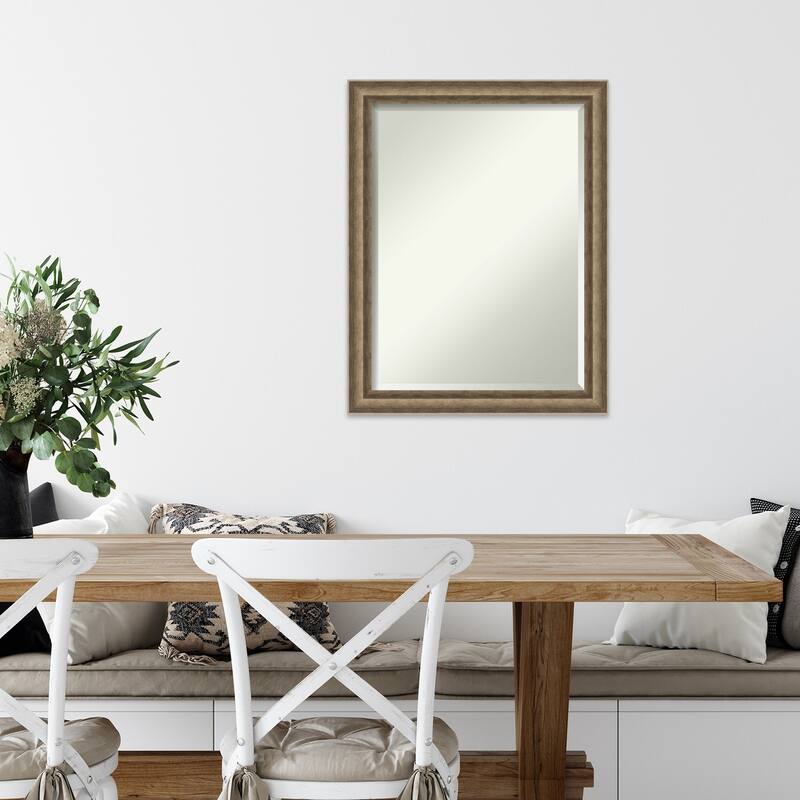 Angled Beveled Wood Framed Wall Mirror