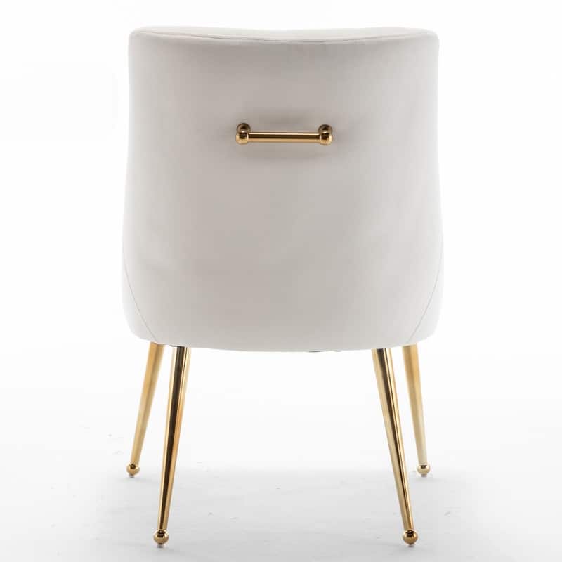 SEYNAR Modern Velvet Dining Chairs Set of 4, Upholstered Accent Chair Tufted Back Armless Chair with Back Pull