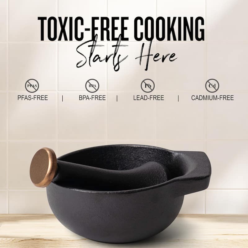 Alva Nori Enameled Cast Iron Mortar and Pestle Set 4" 2 C Nonstick Crusher - 4.3