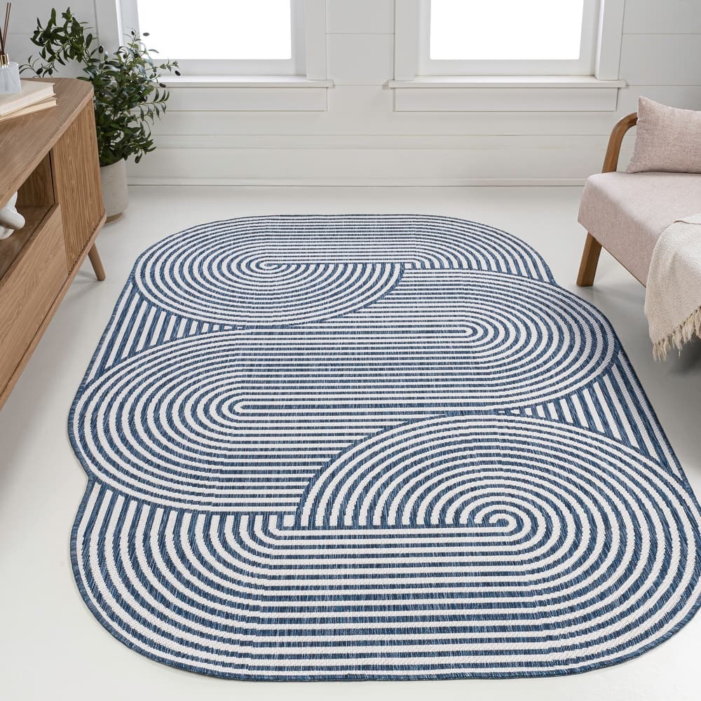 Margot Modern Geometric Arch Stripe Indoor/Outdoor Shaped Area Rug