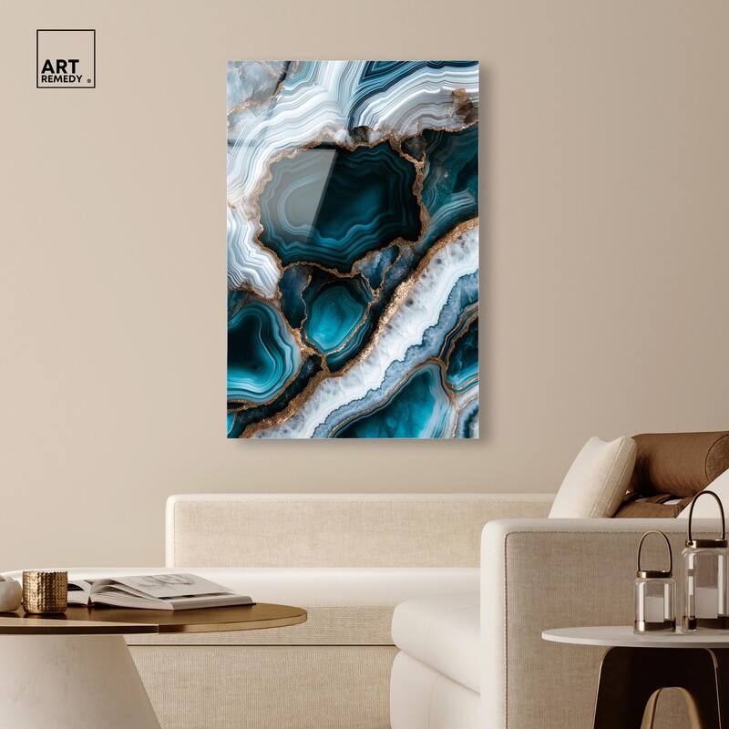 Teal Tectonic I Acrylic by Art Remedy, Ready to Hang