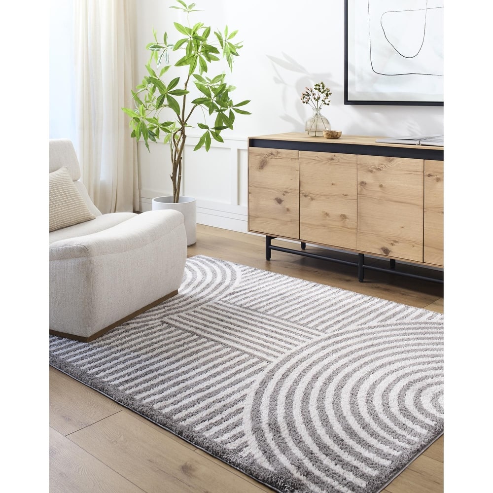 Livabliss Fossay Shag Modern & Contemporary Stripe Washable Area Rug