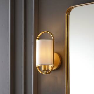 SAFAVIEH Lighting Massom Wall Sconce - 6" W x 6" D x 11" H - Brass - 6Wx6Dx11H