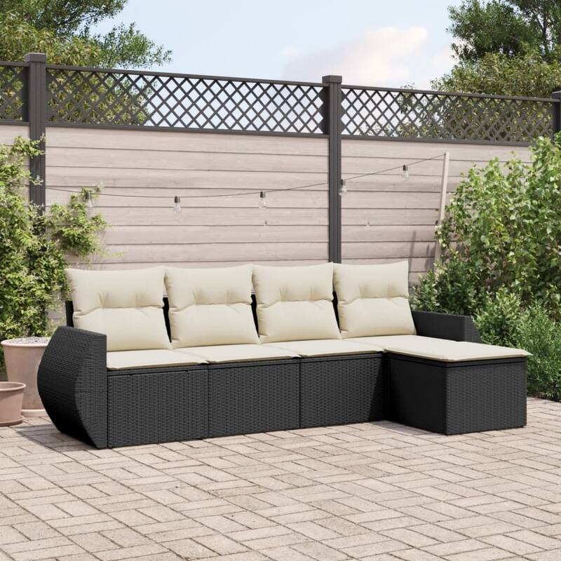 vidaXL Garden Sofa Set - 21.7 x 21.7 x 14.6 - Black and cream With table