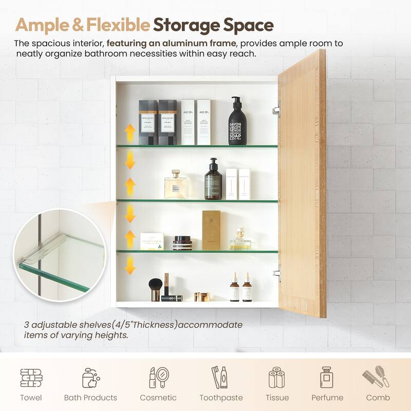 Bangalore Rectangular Wood Framed Medicine Cabinet with Mirror