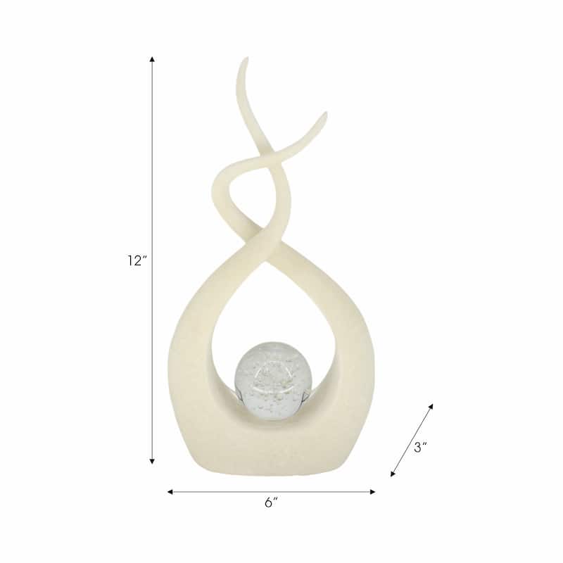 Swirl Design Decorative Modern Figurine with Marble Accent, Home Decor - 6" x 3" x 12"
