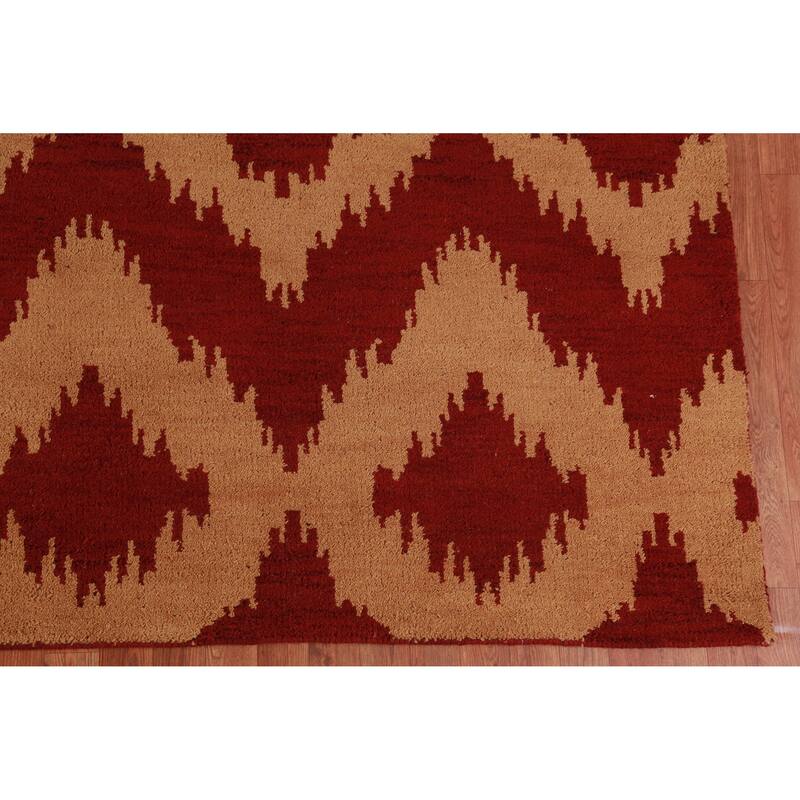 Hand Knotted Oriental 100% Wool Carpet Modern Geometric Oranges & Rust Moroccan Area Rug - 11' 7'' X 9' 5''