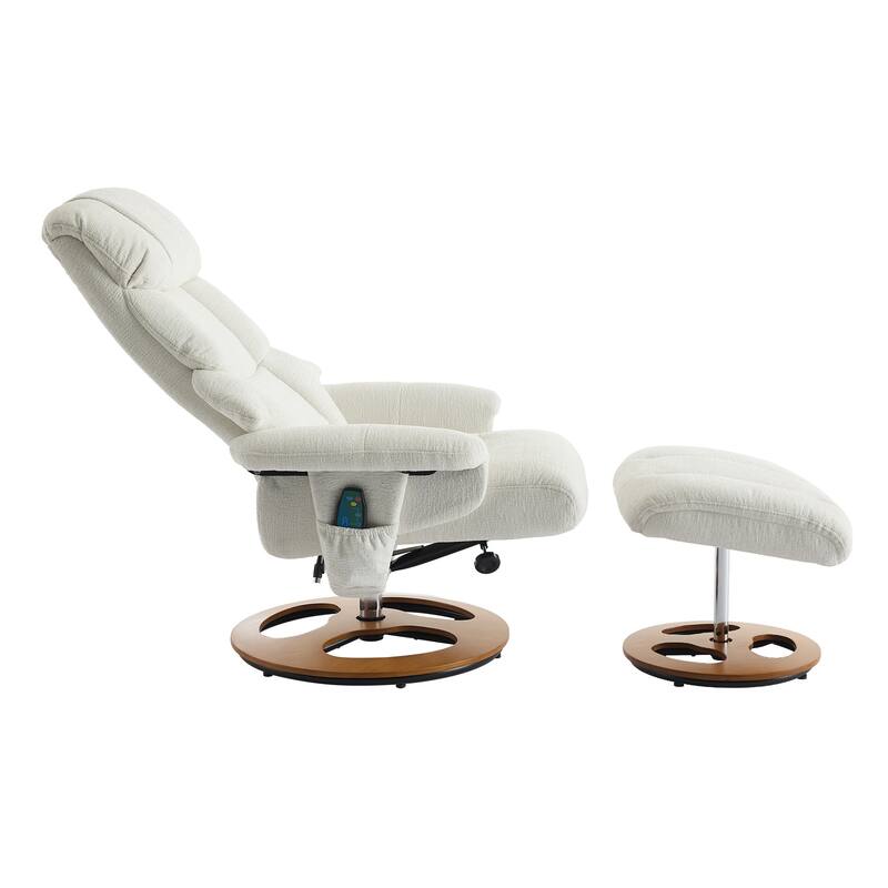 Chenille 360° Swivel Massage Recliner Chair with Ottoman, Massage and Heated Seat