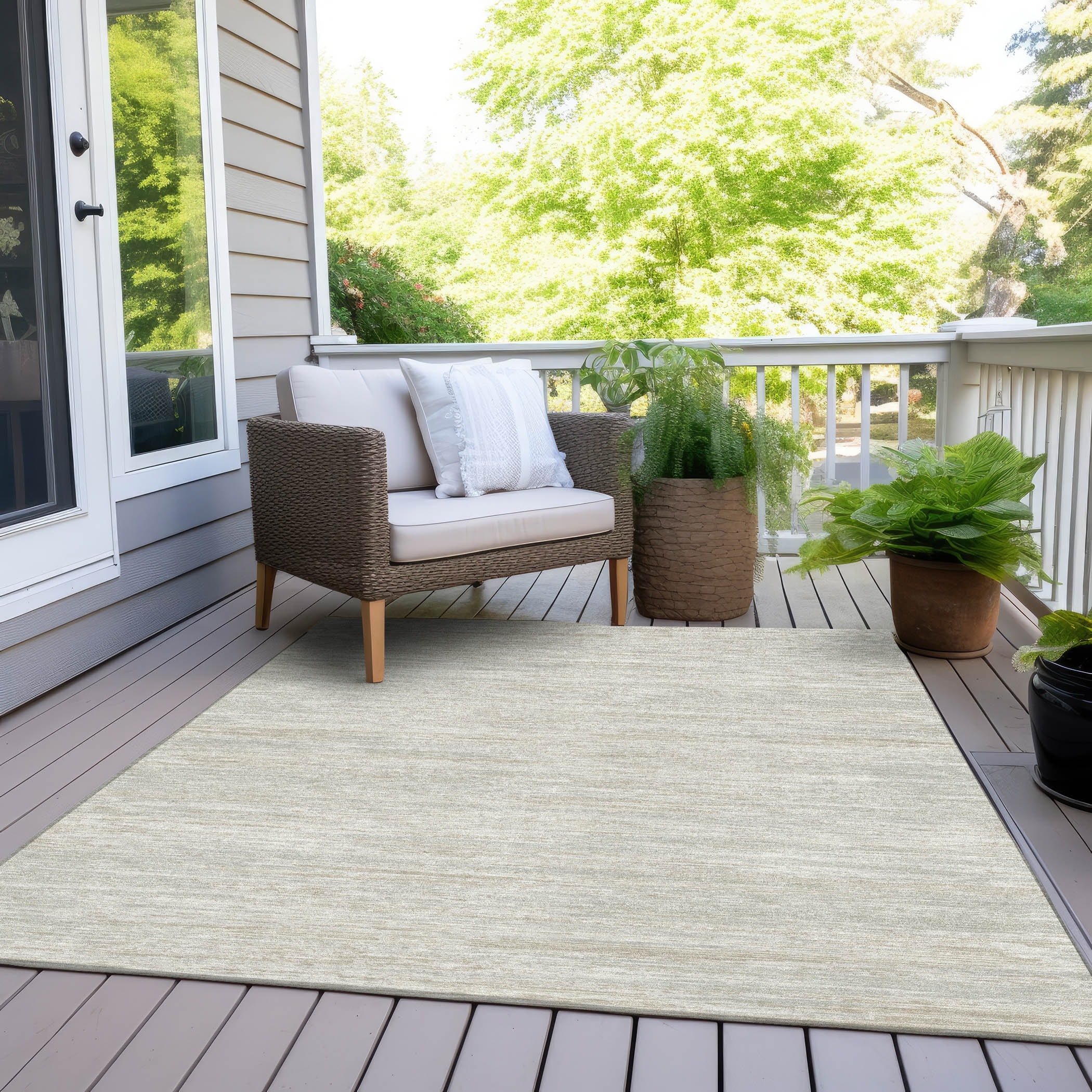 Machine Washable Indoor/ Outdoor Chantille Abstract Stripe Rug