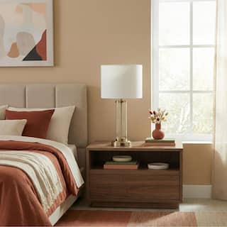 Toech Brushed Nickel and Clear Glass Contemporary Table Lamp