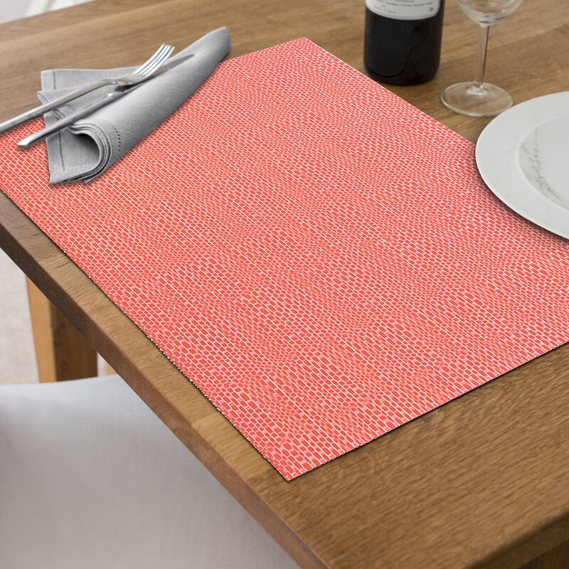 Vinyl Placemat Linen Coral 12 X 18 - Set of 12