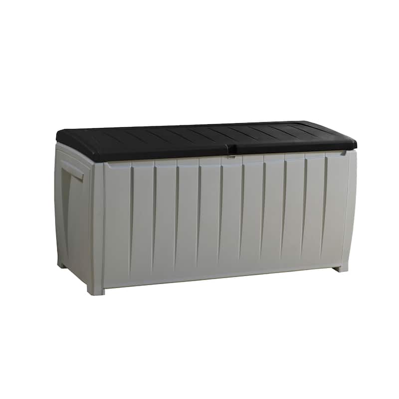 Keter Novel 90 Gallon Durable Resin Outdoor Storage Deck Box For Furniture and Supplies, Grey