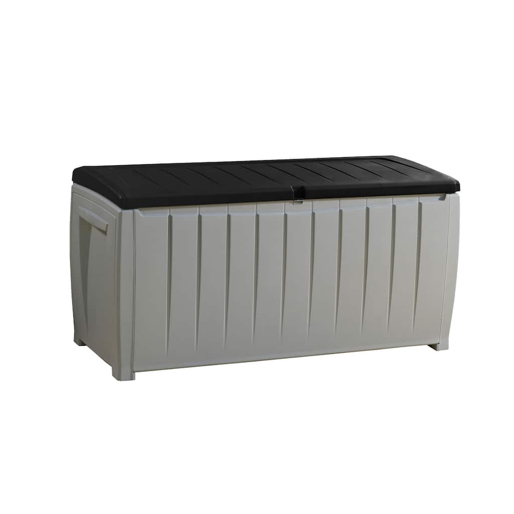 Keter Novel 90 Gallon Durable Resin Outdoor Storage Deck Box For Furniture and Supplies, Grey