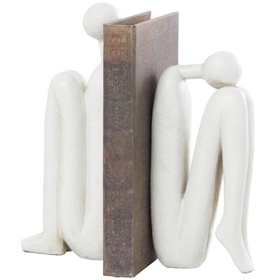 Polystone People Decorative Bookends - Set of 2 White or Bronze - Roche River Decor
