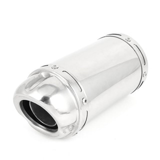 7/" Body Long 60mm Inlet Slanted Cut Motorcycle Exhaust Muffler Tip Sliver Tone